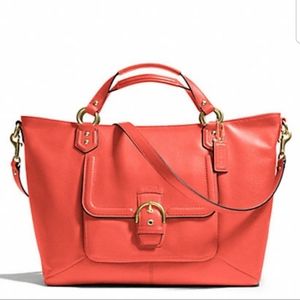 Coach Campbell Leather Orange Crossbody Satchel
